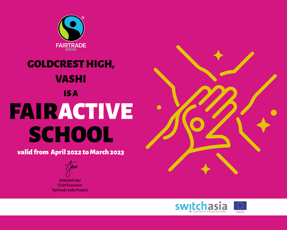 Goldcrest High, Vashi honored with FairActive award by Fairtrade India
